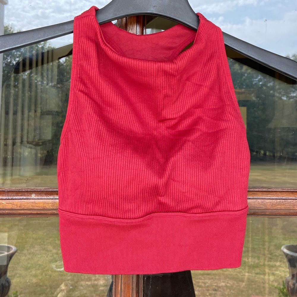 Betsey Johnson performance top/sports bra. Rusty red. (M)‎